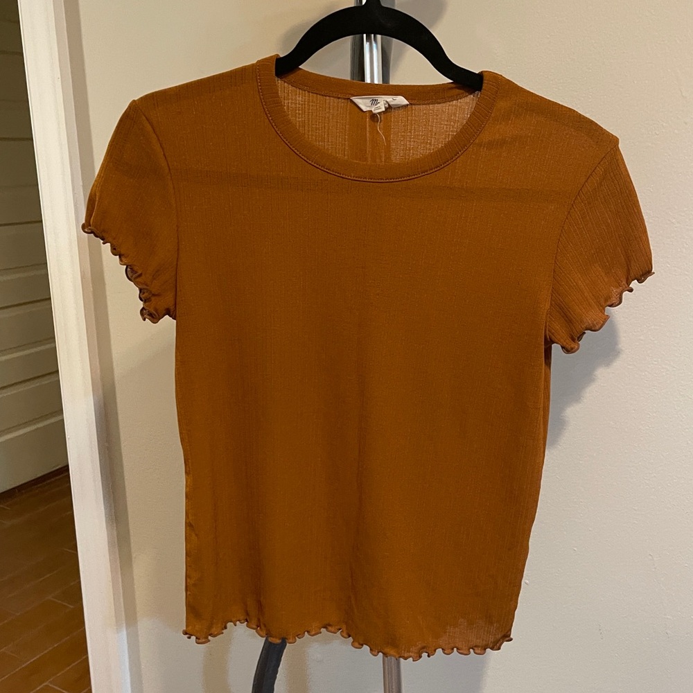 Madewell Semi-Sheer Ribbed Lettuce Hem Tee